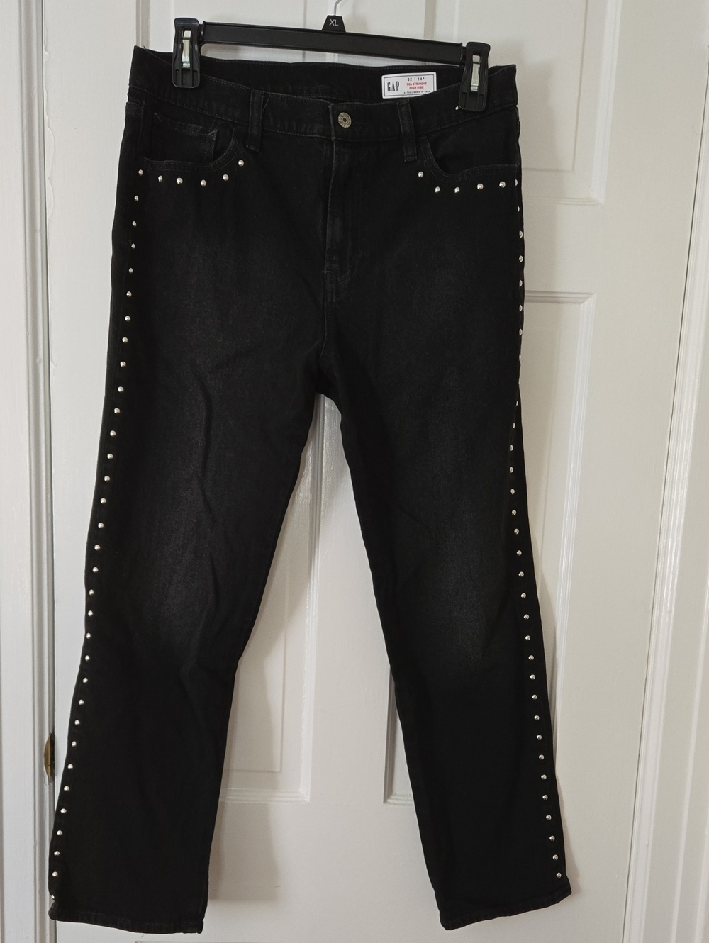 GAP Black Straight-Leg Jeans with Silver Stud Trim